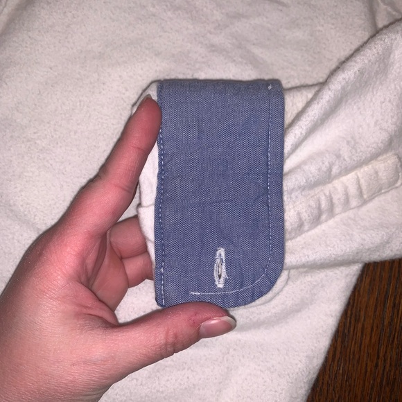 LL Bean White Button-Up Flannel Relaxed Fit Over Shirt Chambray Accents M - Picture 4 of 6